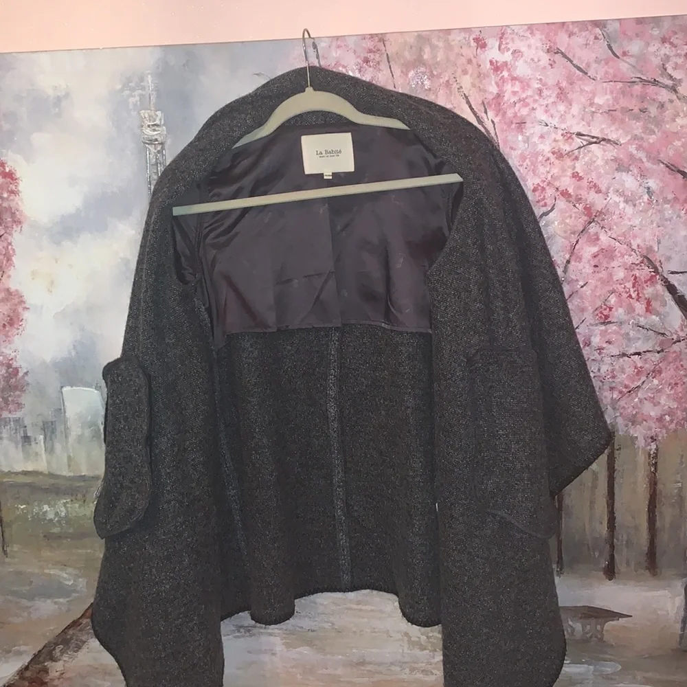 La Babite’ Open Front Cardigan Heathered Grey Women’s Jacket sz S EUC